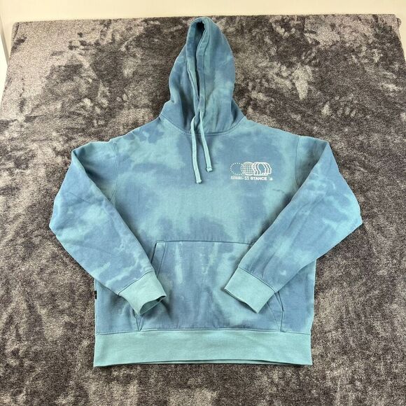 Stance Mercury Hoodie Tie Dye Sweatshirt Men's L Blue Fleece Lined Pullover - Picture 1 of 13